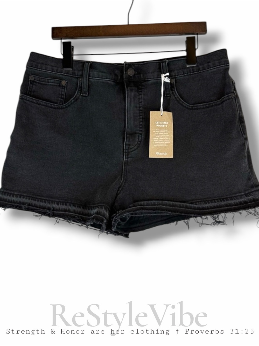 MADEWELL Women’s Size 32 Denim Jean Shorts NWT High Rise Fit Stretch Distressed